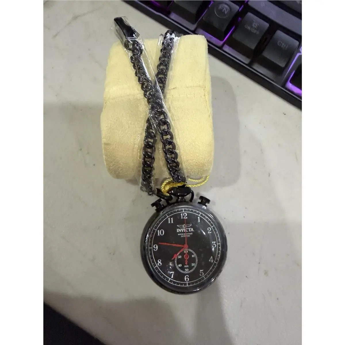 Invicta Black Grand Prix Monaco Chronograph Pop Pocket Watch Rare Vtg