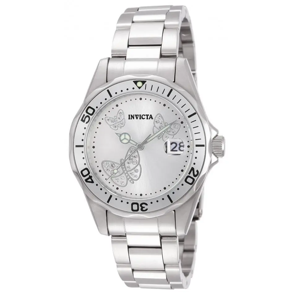 Men`s 12503 Angel Quartz 3 Hand Metallic White Dial Watch by Invicta