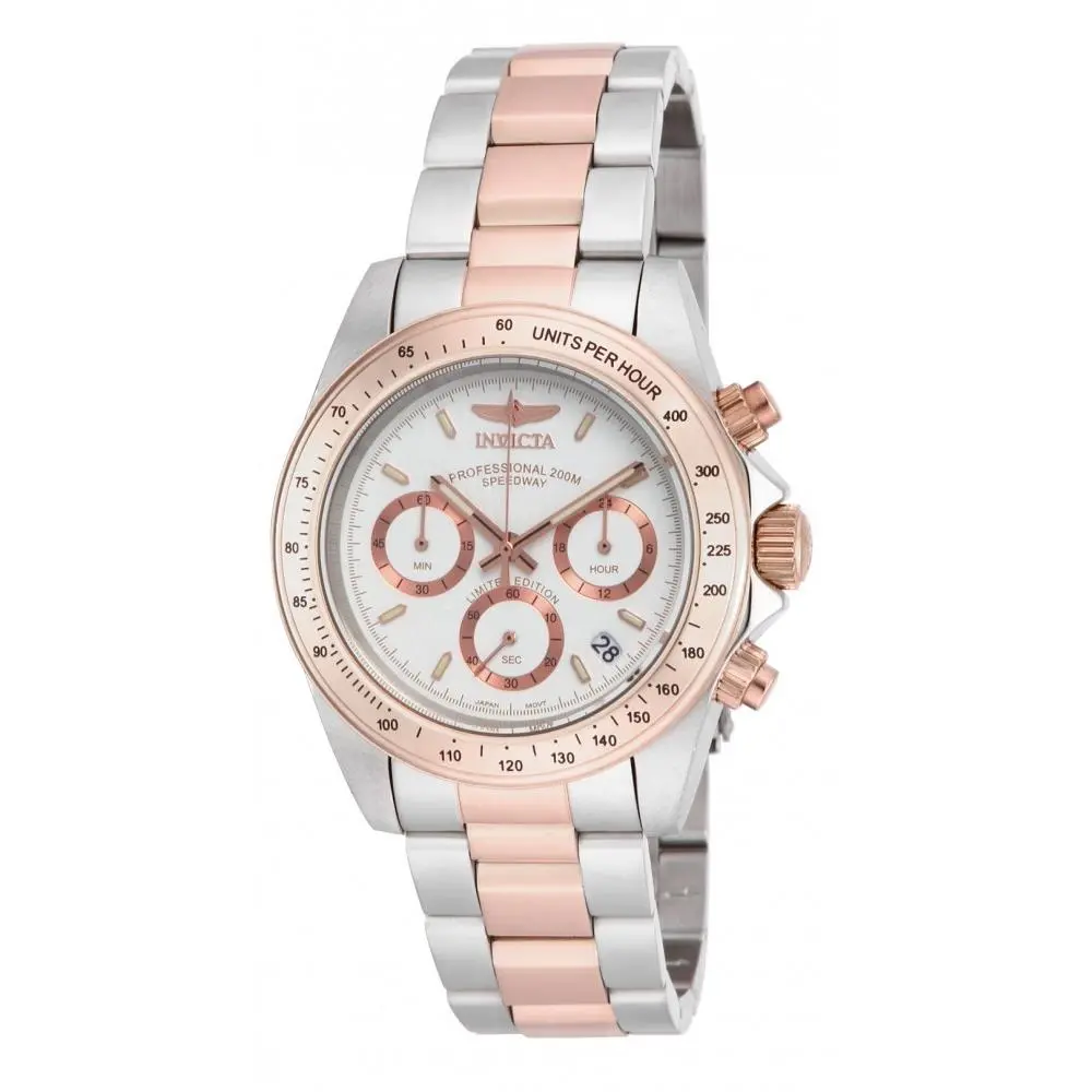 Men`s ILE6932A Speedway Quartz Chronograph Metallic White Dial Watch by Invicta