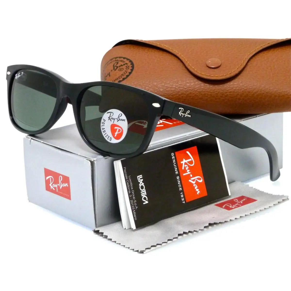 Ray-ban Wayfarer Black l Polarized Green Classic G-15 RB2132 901/58 58mm