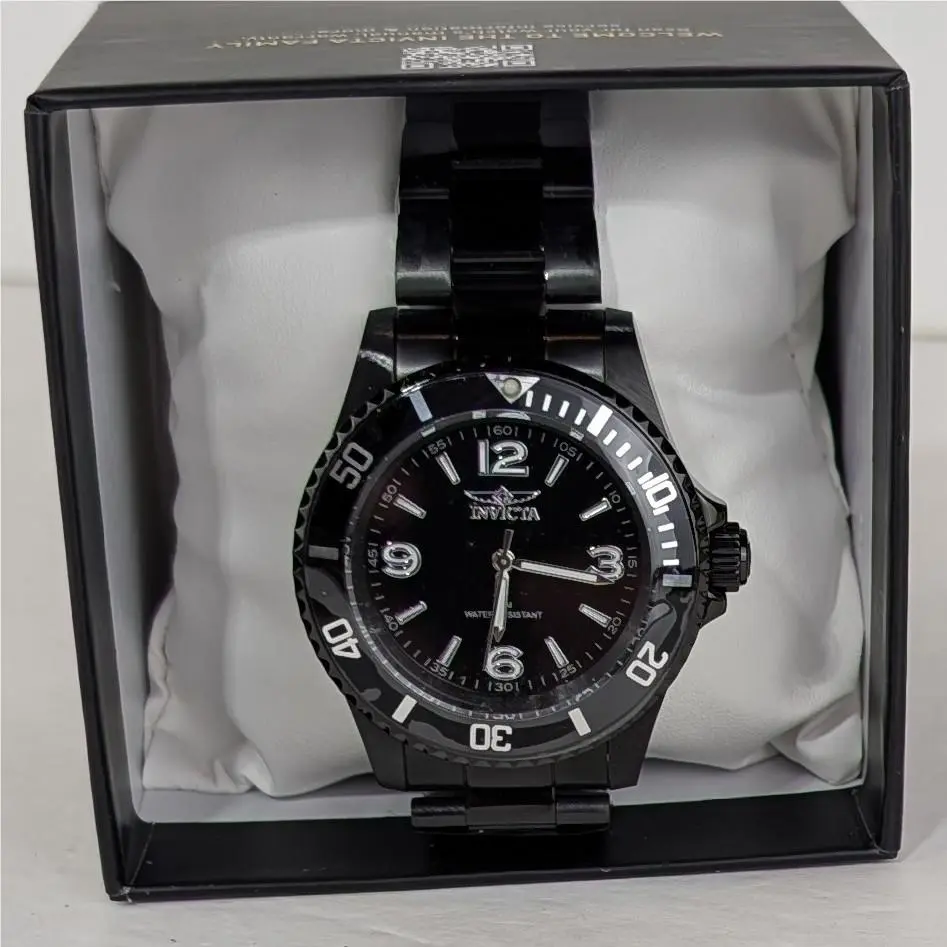 Invicta Specialty Men`s 41mm Watch Triple Black Stainless Steel SS 69711