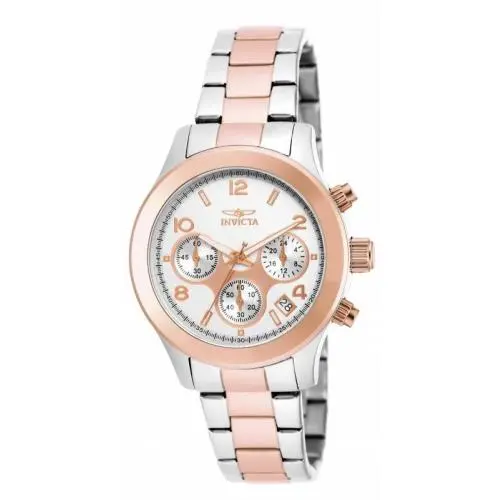 Women`s 19220 Angel Quartz 3 Hand Silver Rose Gold Dial Watch by Invicta