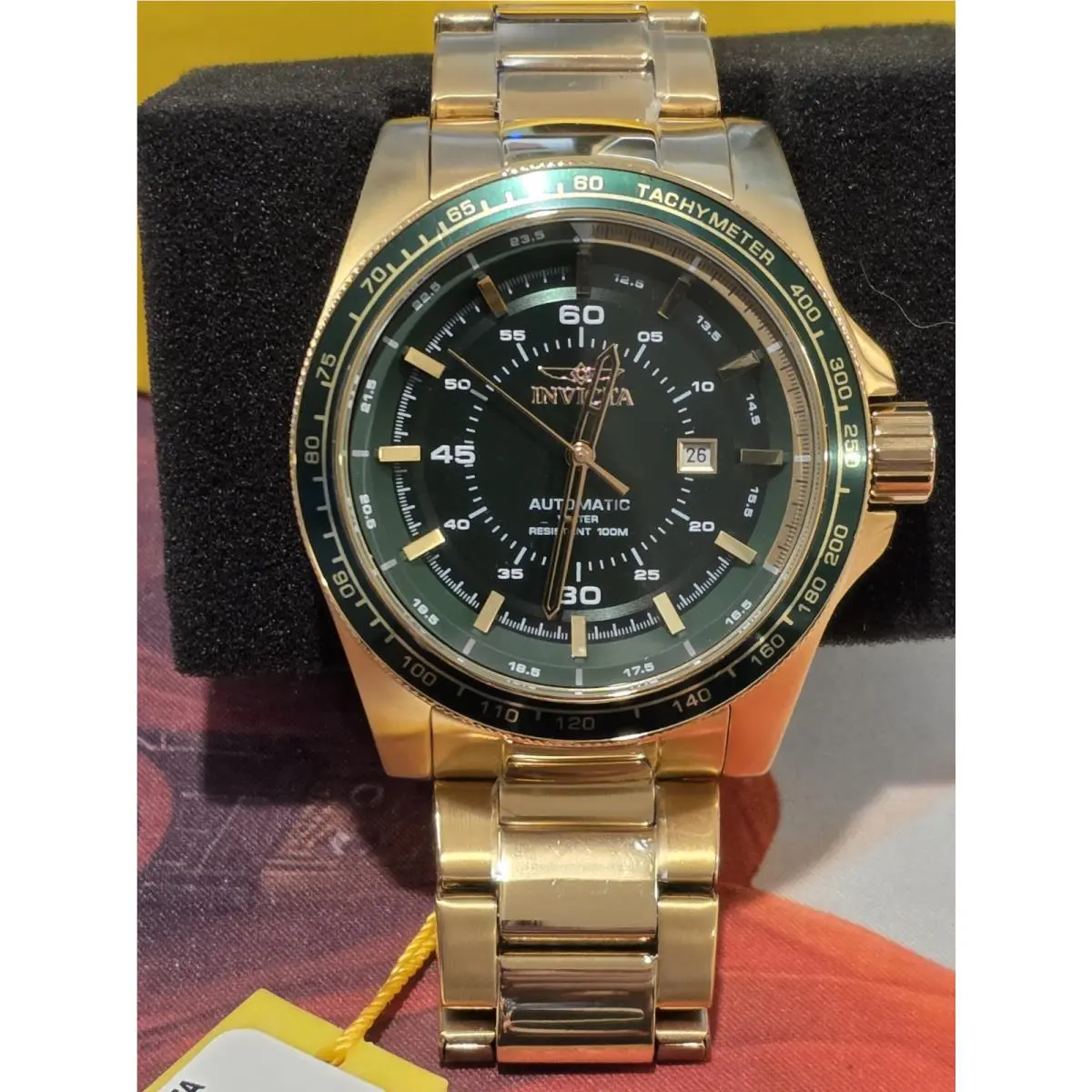 Invicta Speedway Automatic 50mm Gold Plated Stainless Steel 48079 Green Dial