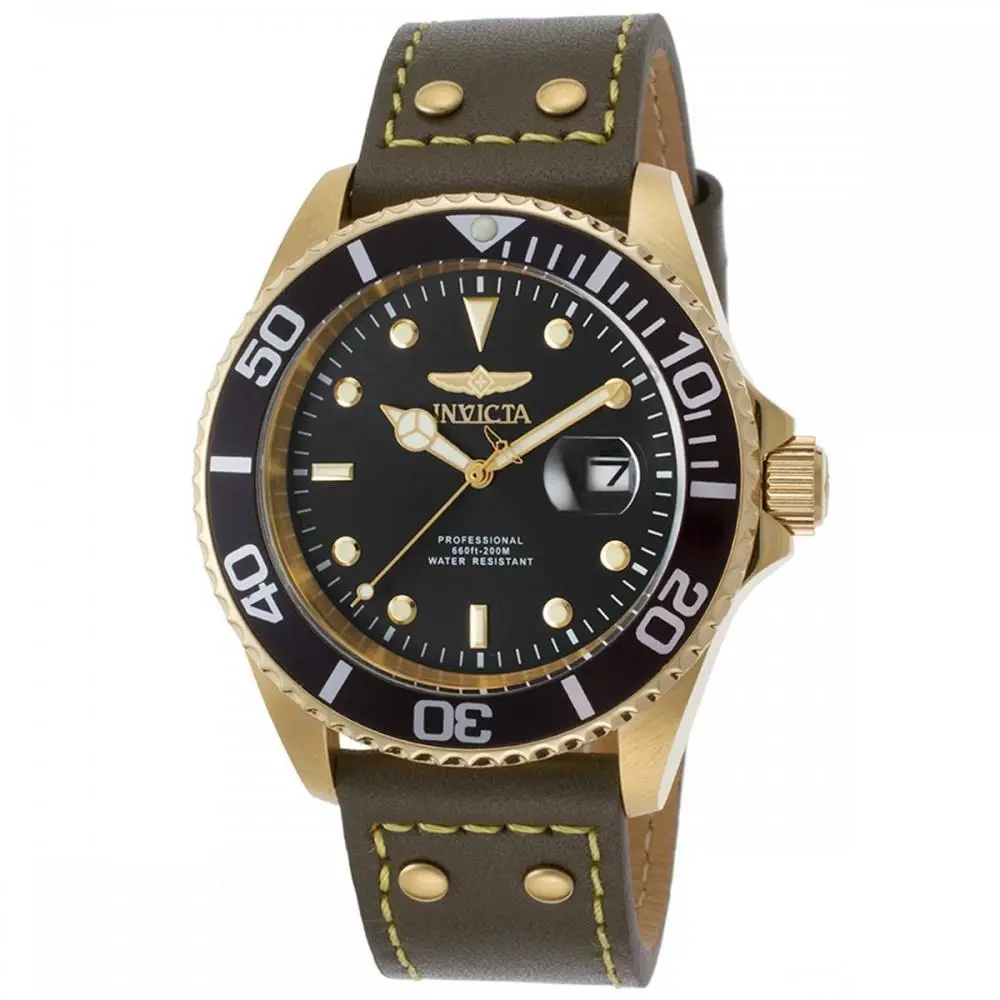 Invicta Men`s 22075 Pro Diver Quartz 3 Hand Black Dial Watch