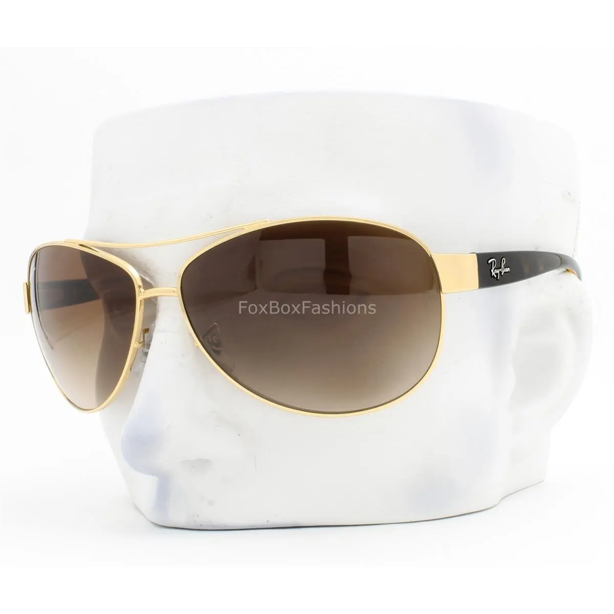 Ray-ban Sunglasses RB 3386 001/13 Shiny Gold on Brown Havana 63mm with Case by Ray-Ban