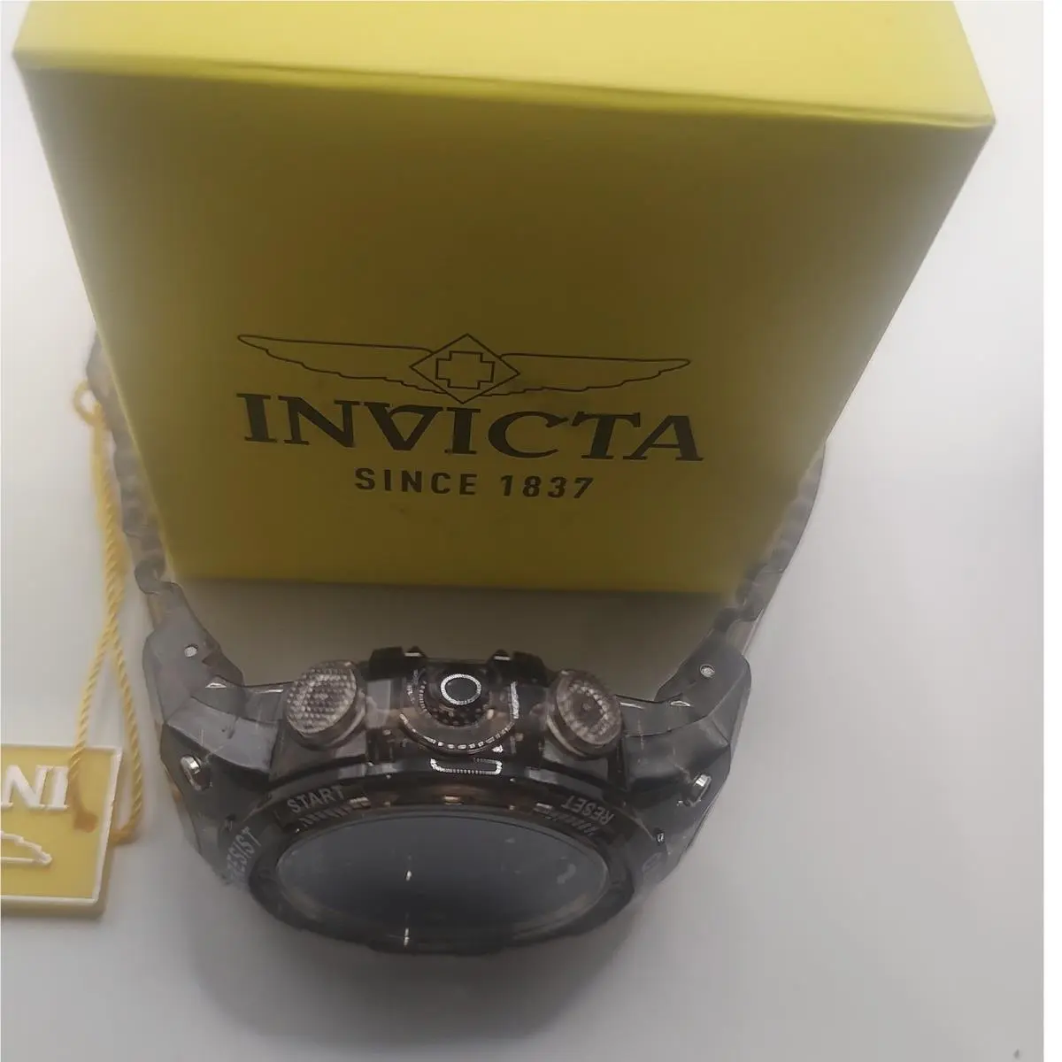 Invicta Racing 45043 Digital Chronograph Watch Smoke Translucent 10ATM