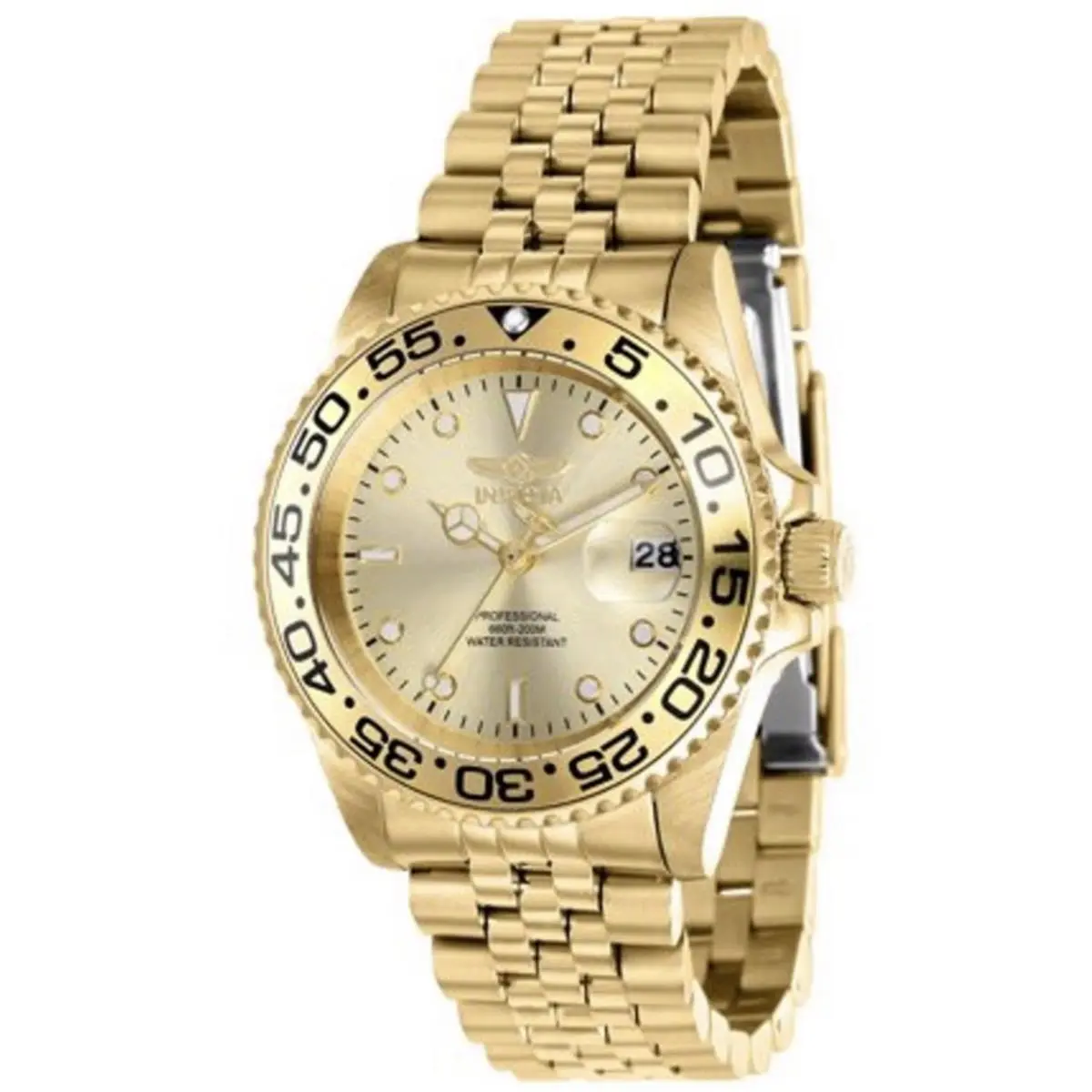 Invicta Women`s 37165 Pro Diver Quartz 3 Hand Gold Dial Watch