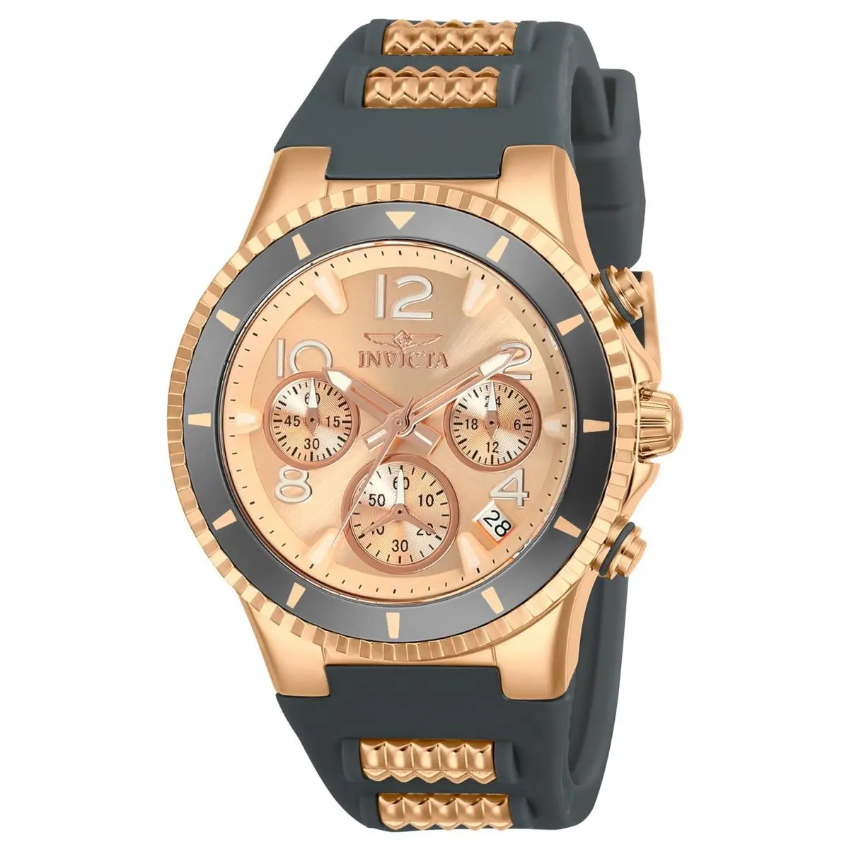 Invicta Men`s 24189 Blu Quartz 3 Hand Rose Gold Dial Watch