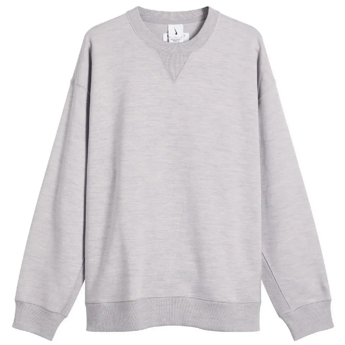 Nike Wool Classics Heavy Crewneck Unisex Large Grey Wool Sweatshirt FV4883