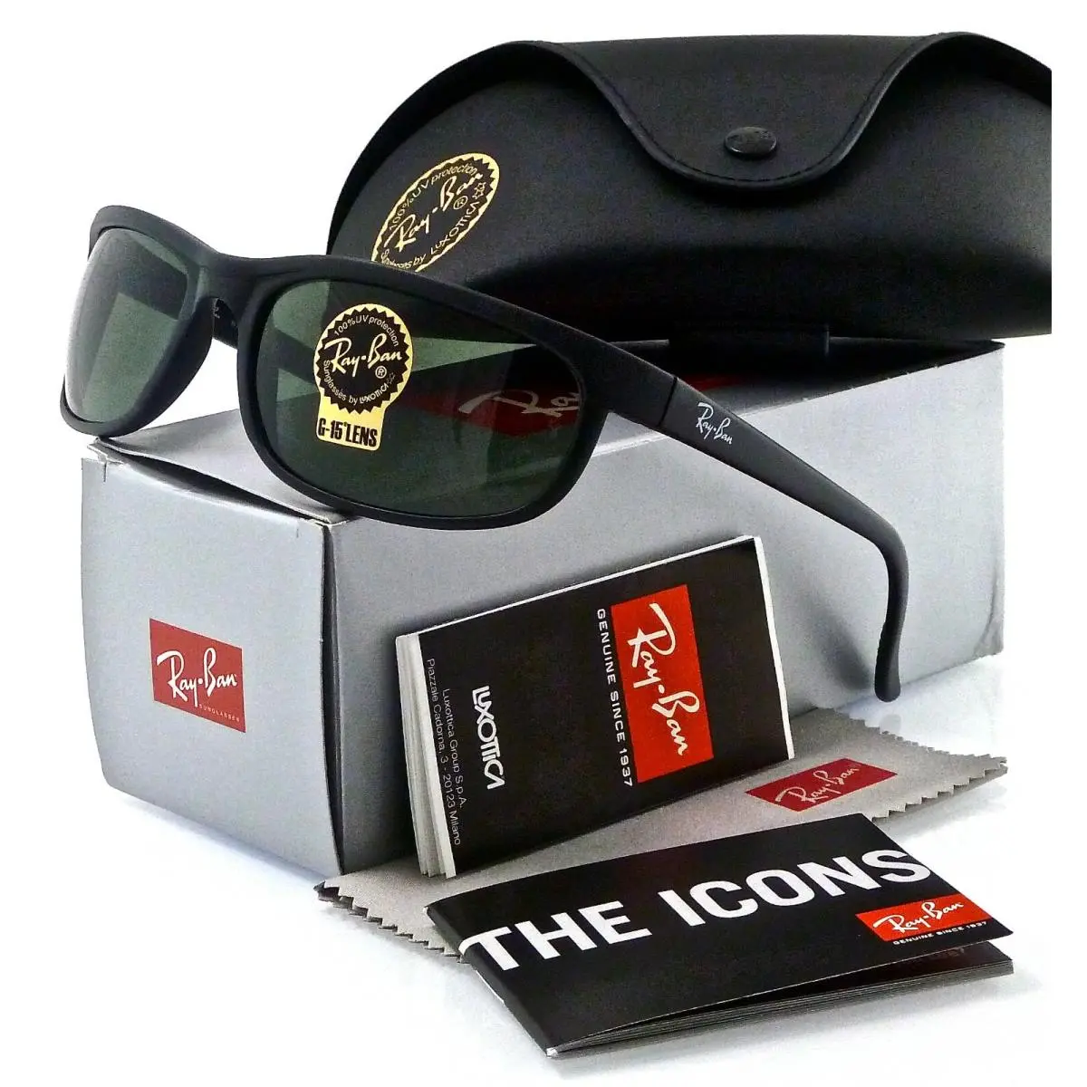 Ray-ban Predator 2 Matte Black l Green Classic G-15 RB2027 W1847 62mm RB 2027