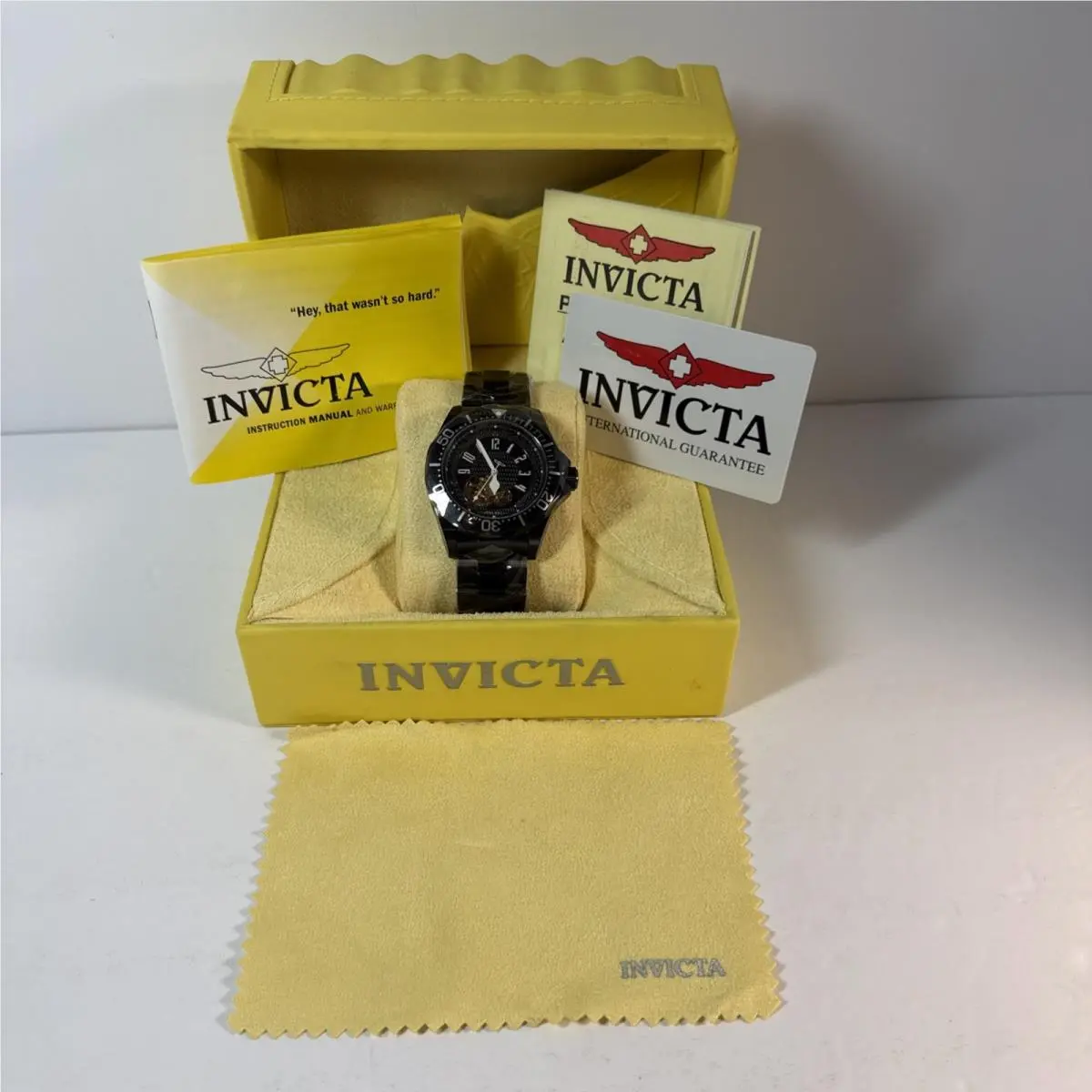 Invicta Pro Diver 3438 Automatic Skeleton Black Diver Watch w/ Box Papers