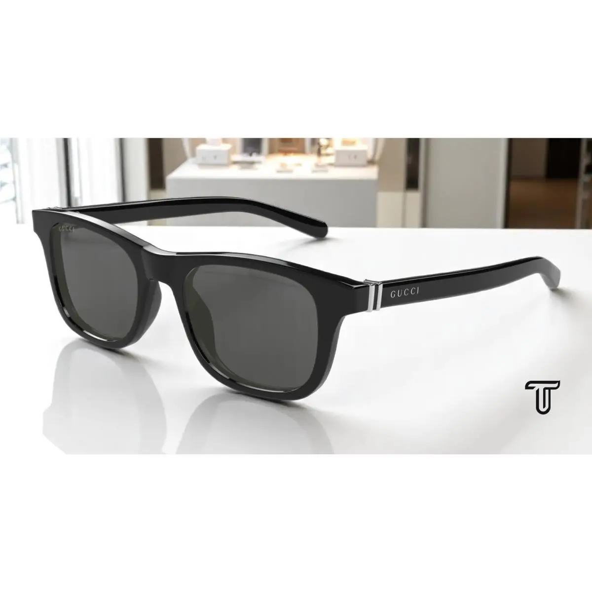 GG1671S 005 Sign Black Grey 53 mm Men`s Sunglasses by Gucci