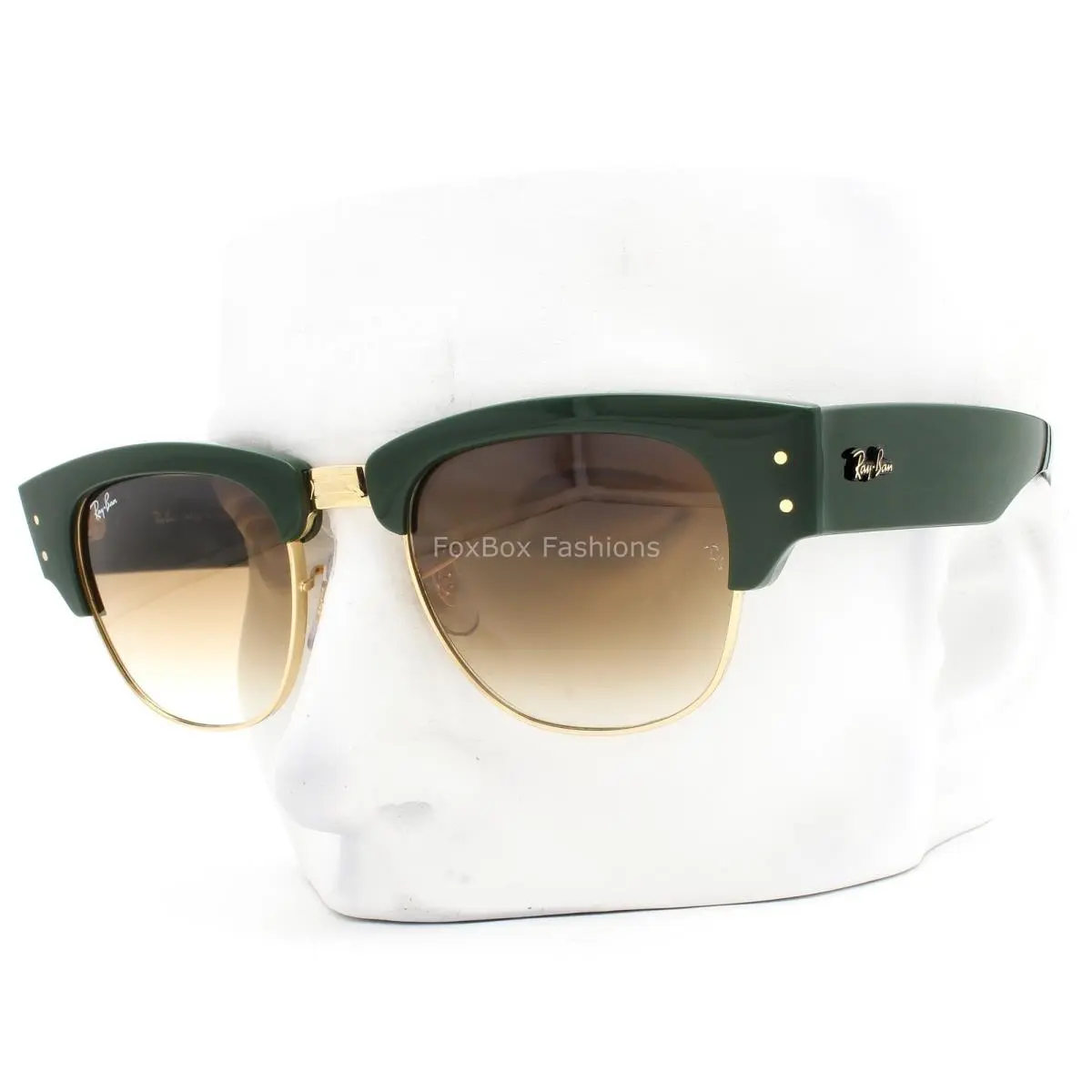 Ray-ban Mega Clubmaster Sunglasses RB 0316S 1368/51 Green Gold Glass 50mm W/case