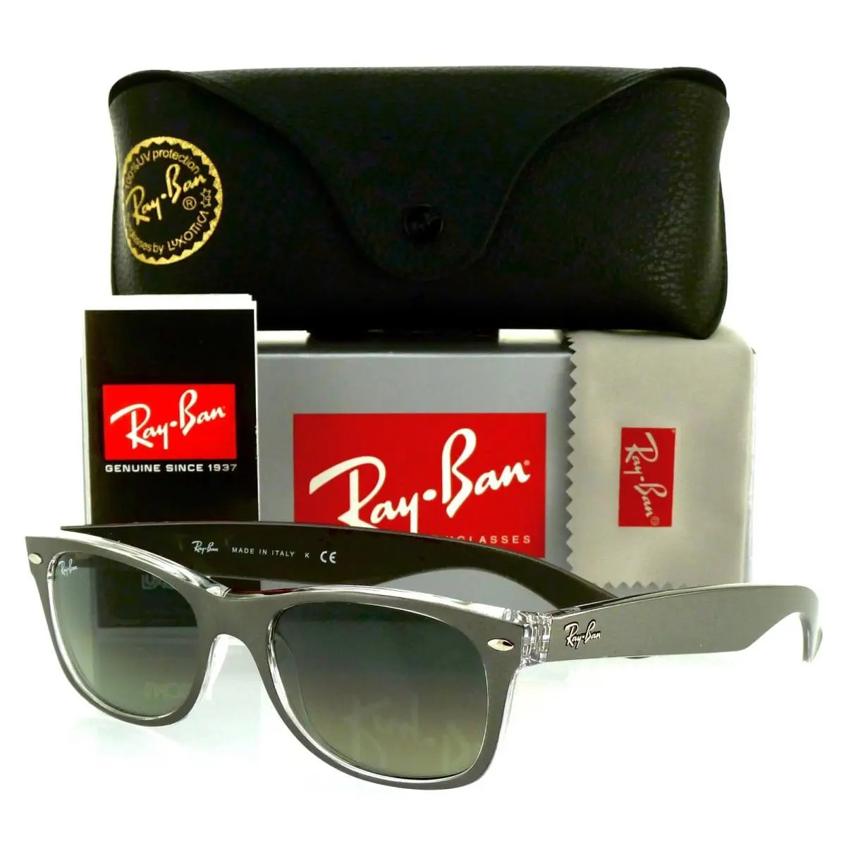 Ray-ban Wayfarer Brushed Gunmetal I Grey Gradient RB2132 614371 55mm