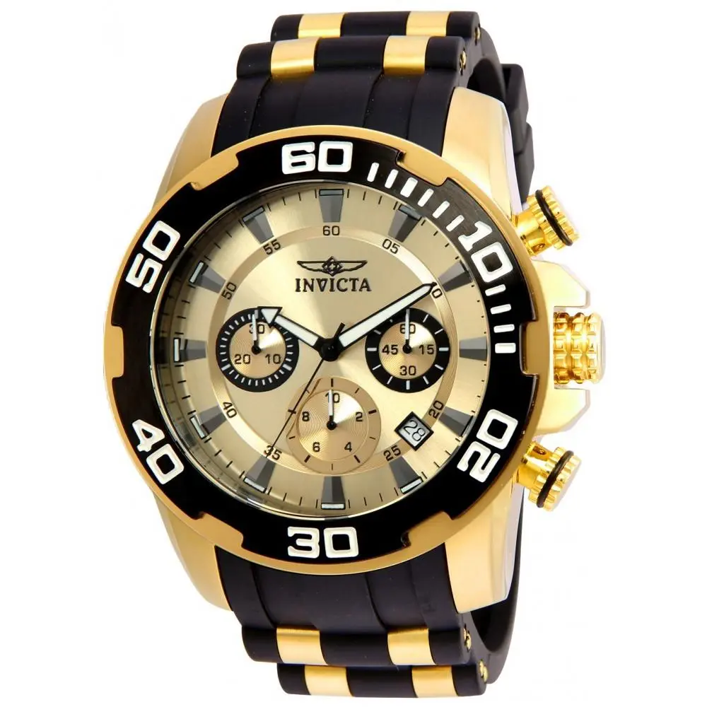 Invicta Men`s 22346 Pro Diver Quartz Chronograph Gold Dial Watch
