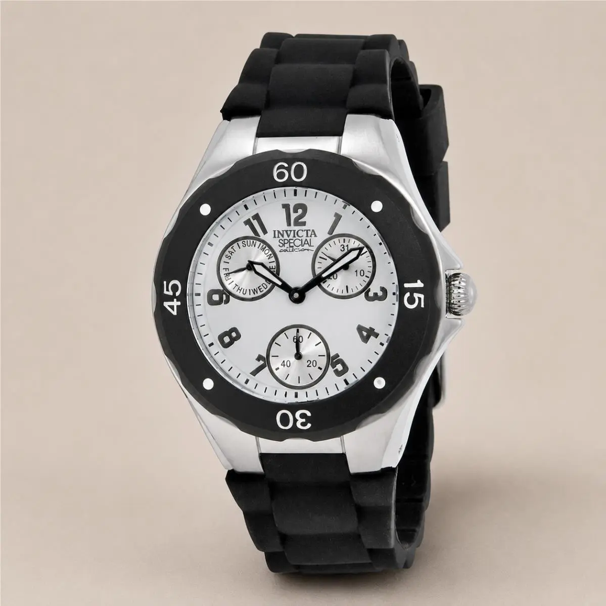 Invicta 18787 Women`s Couture Multi-function Black Silicone White Dial Watch