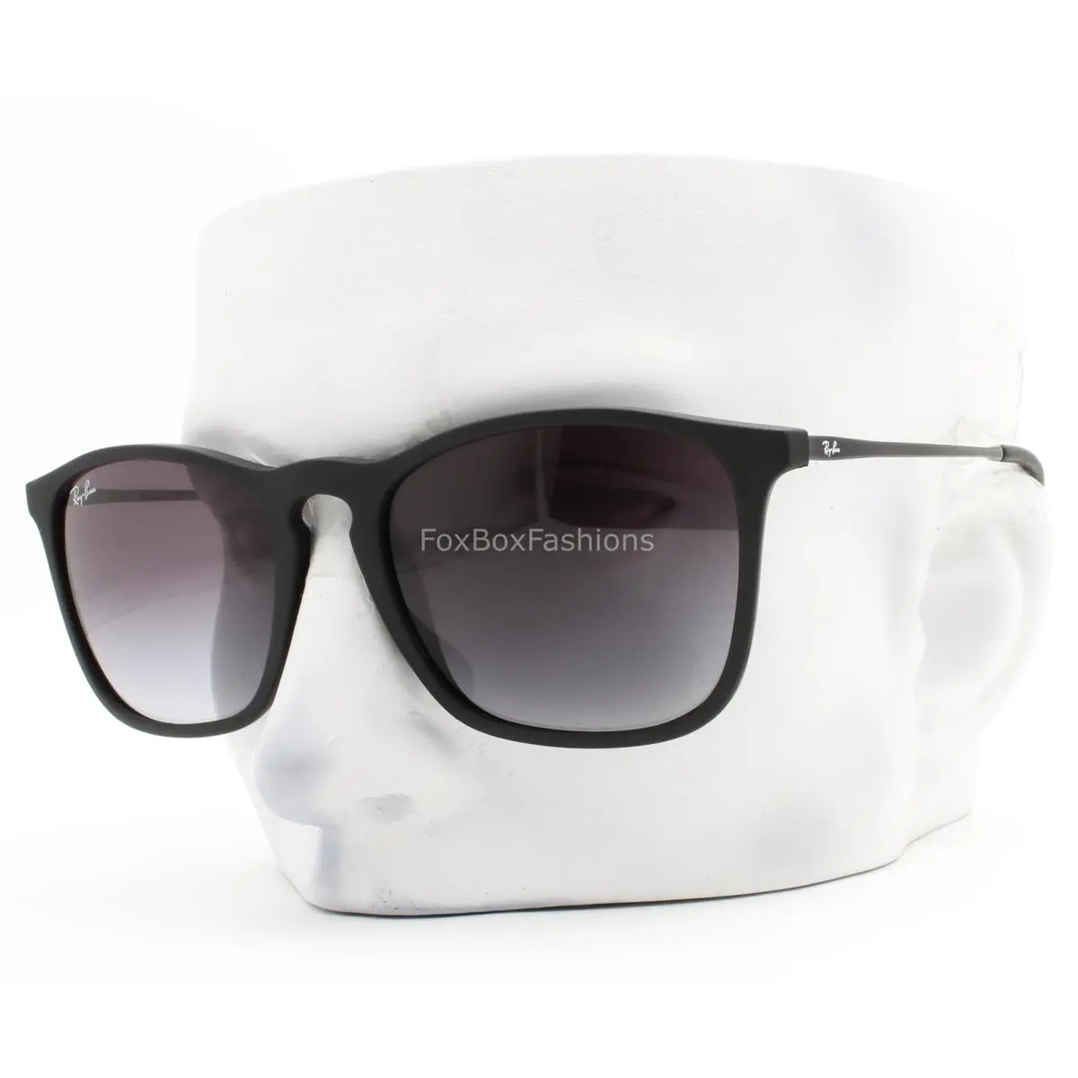 Ray-ban Chris Sunglasses Rubber Black Gray Gradient RB 4187 622/8G with Case