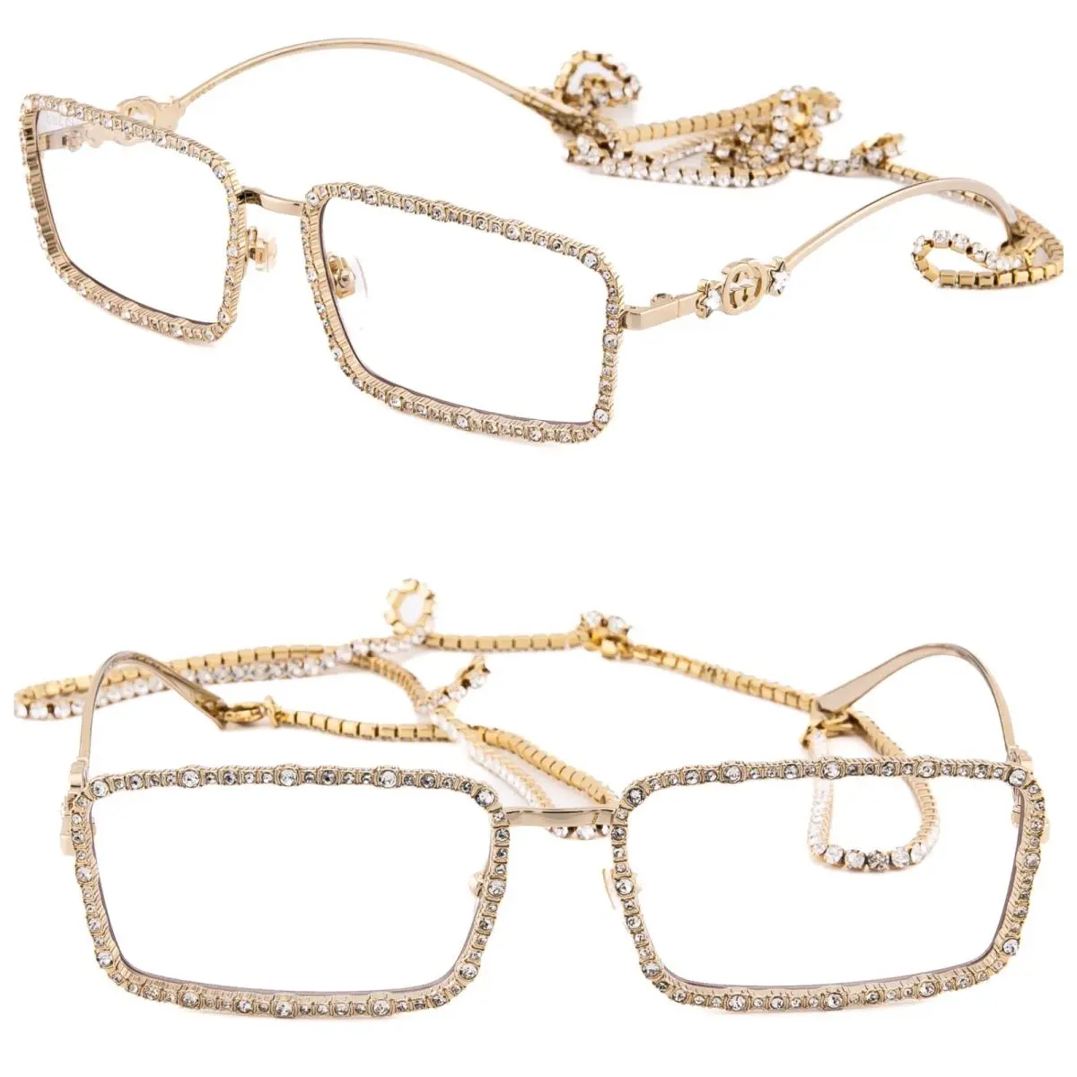 Gucci GG1568S 1568 Gold Detachable Crystal Tennis Chain Necklace 002 Sunglasses