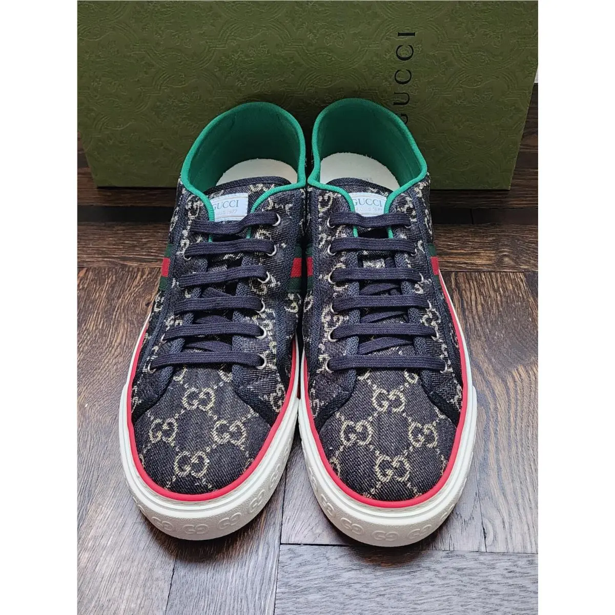 Gucci Tennis 1977 Men`s Sneakers GG Web Black G 14.5 US 15.5