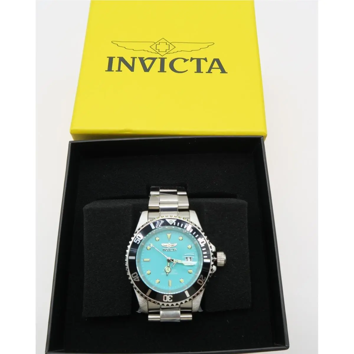 Invicta Pro Diver Aurenova 40mm Turquoise Dial Stainless Steel Watch Black Bezel