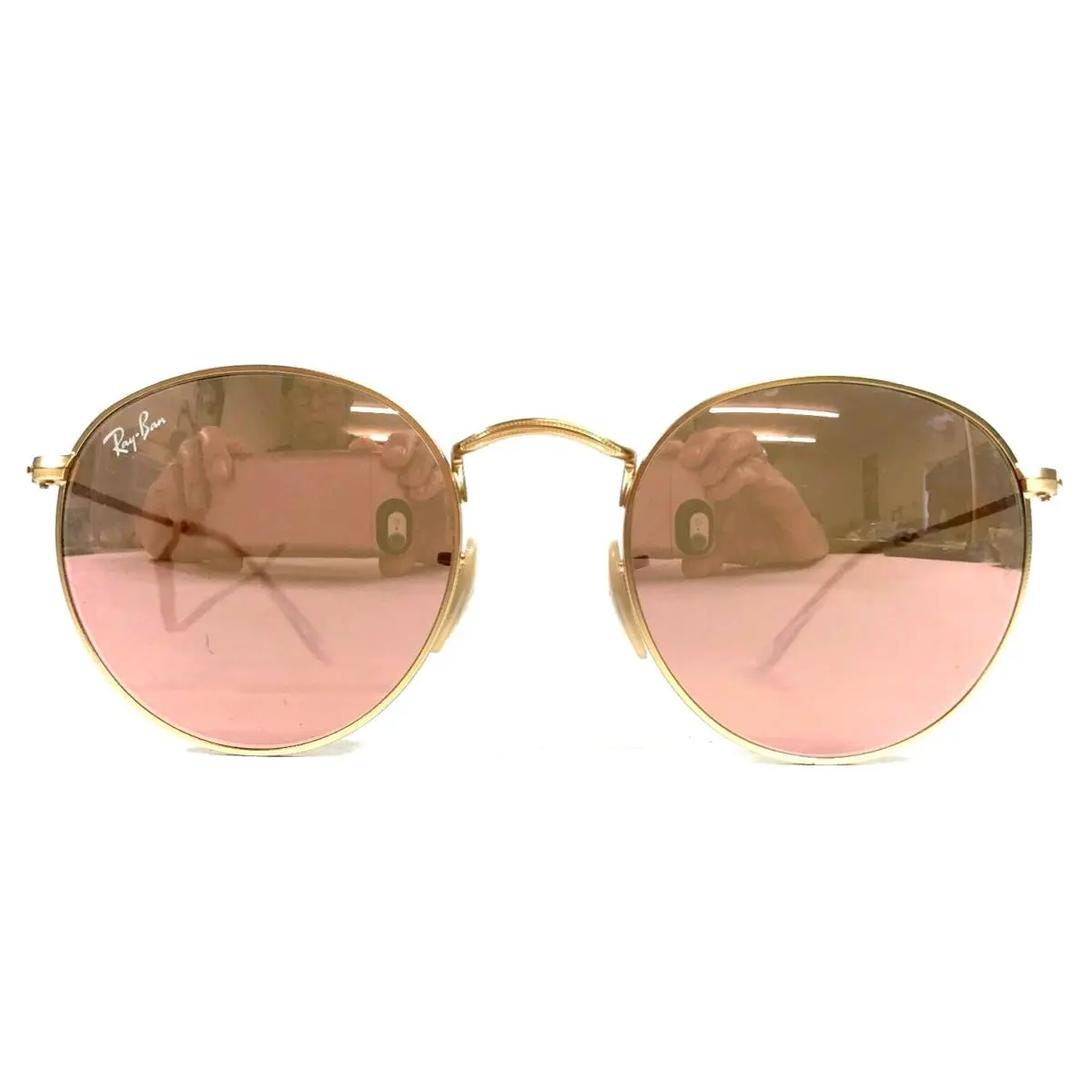 Ray-ban Sunglasses RB3447 Round Metal 112/72 Matte Gold Frames Pink Glass Lenses