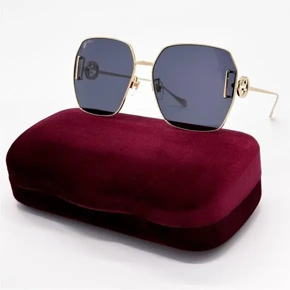 Gucci GG1207SA 002 Square Gold Grey Women Sunglasses Gucci