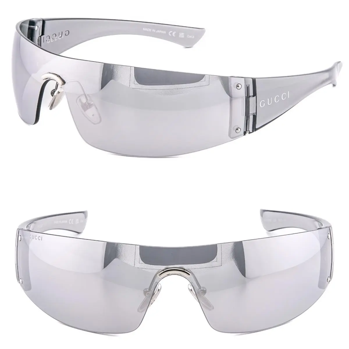 Gucci GG1958S Silver Mirrored Narrow Wrap 1958 Logo Fashion Unisex Sunglass 003