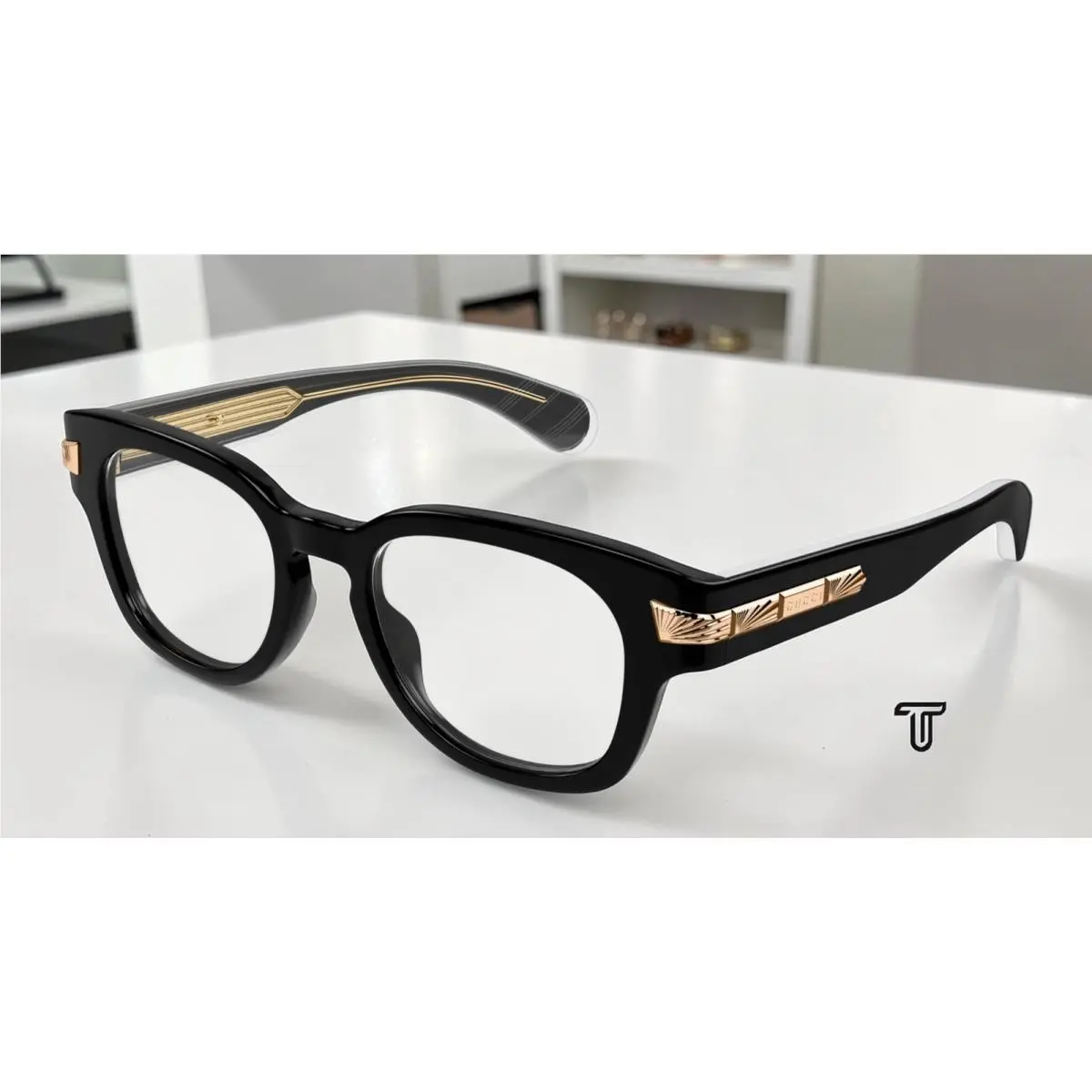 GG1518O 001 Black Blk Demo Lens 51 mm Round Oval Panthos Men`s Eyeglasses by Gucci