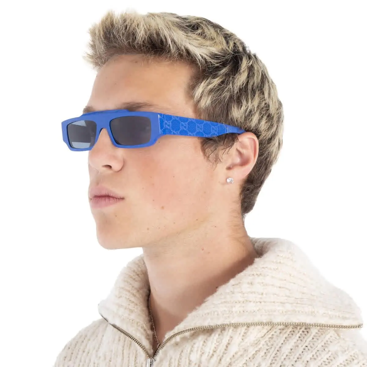 Gucci Blue Browline Men`s Sunglasses GG1592S 004 55 GG1592S 004 55 - Blue, Frame: Blue, Lens: Blue