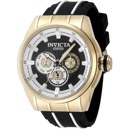 Men`s 49055 Speedway Quartz Chronograph White Black Dial Watch by Invicta