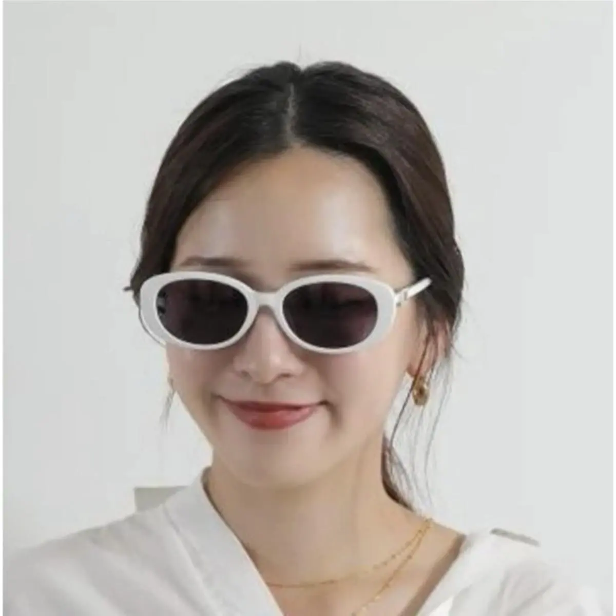 Gucci Oval Polished White Women Gray Sunglasses GG1684SA 006 55