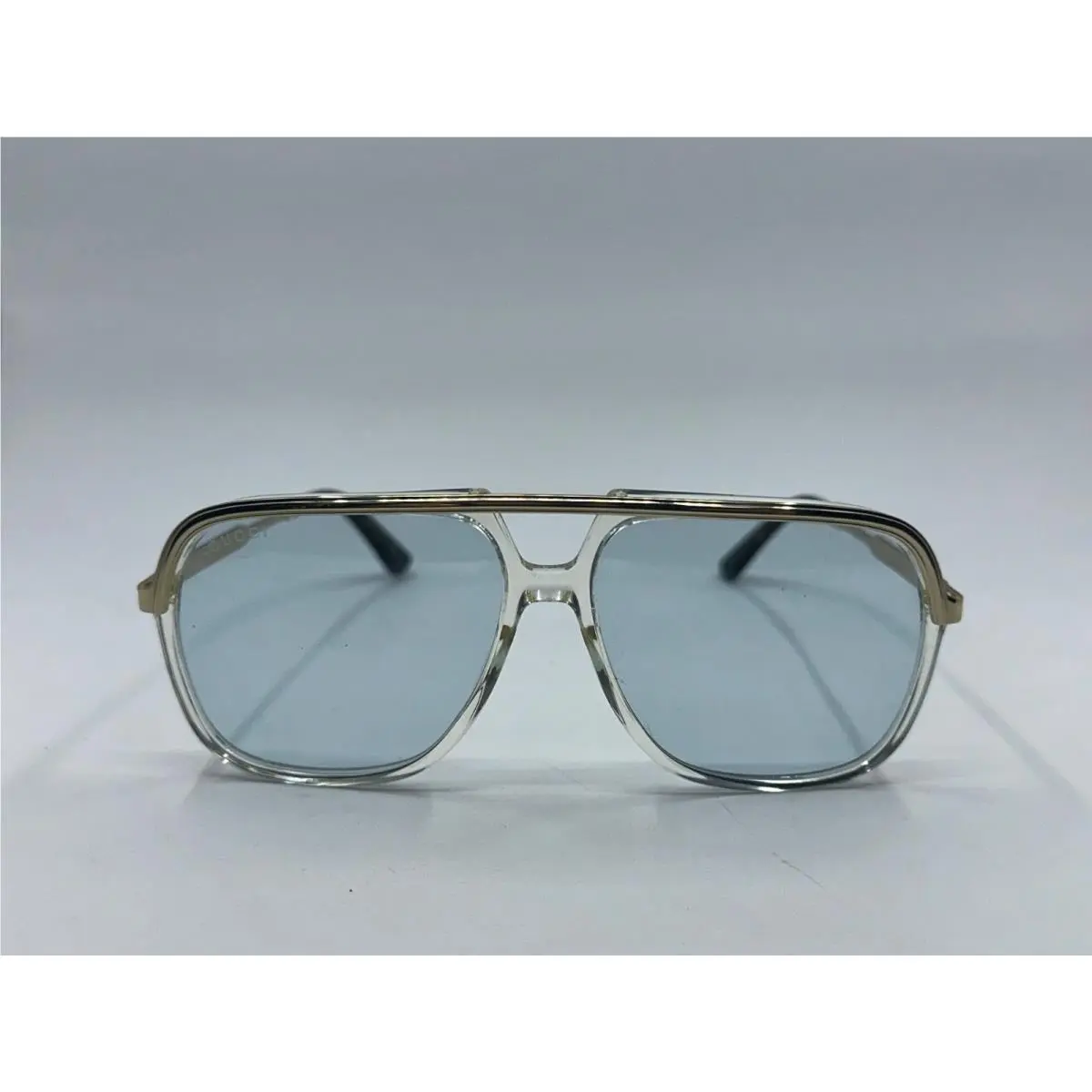 GG0200S Clear Gold Aviator Sunglasses Blue Tint W/box by Gucci