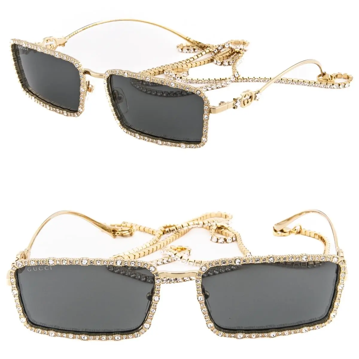 Gucci GG1568S 1568 Gold Detachable Crystal Tennis Chain Necklace 001 Sunglasses