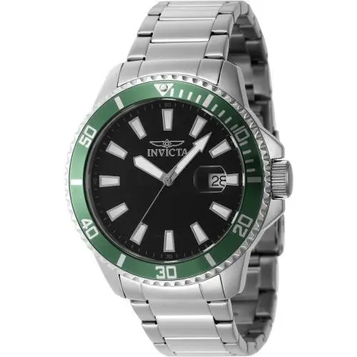Invicta Men`s 46075 Pro Diver Quartz 3 Hand Black Dial Watch