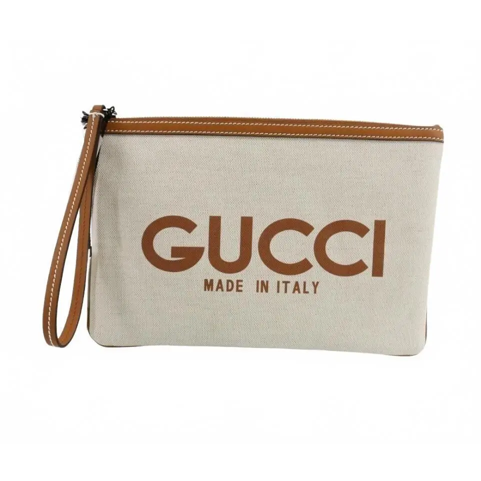 Gucci Made in Italy Canvas Clutch Wristlet Pouch GG Interior