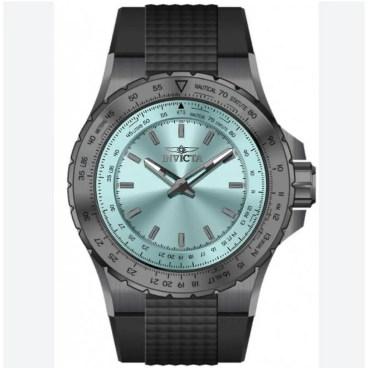 Invicta Men’s Black Silicone Strap Analog Watch Aqua Dial