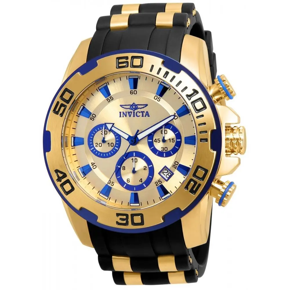 Invicta Men`s 22308 Pro Diver Quartz Chronograph Gold Dial Watch