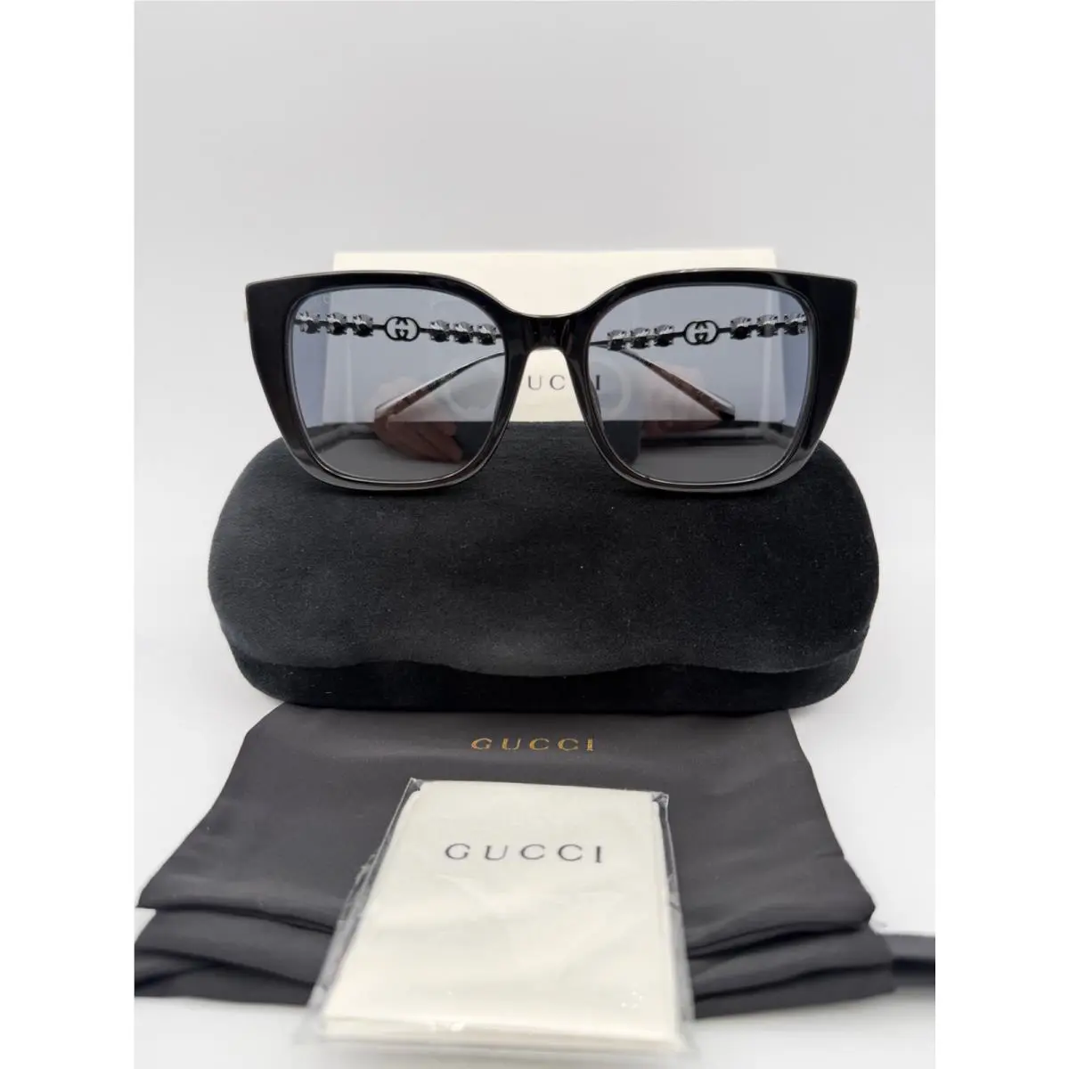 Sunglasses GG1971SA 002 Black Silver Grey Stones 55 19 145 w Case by Gucci