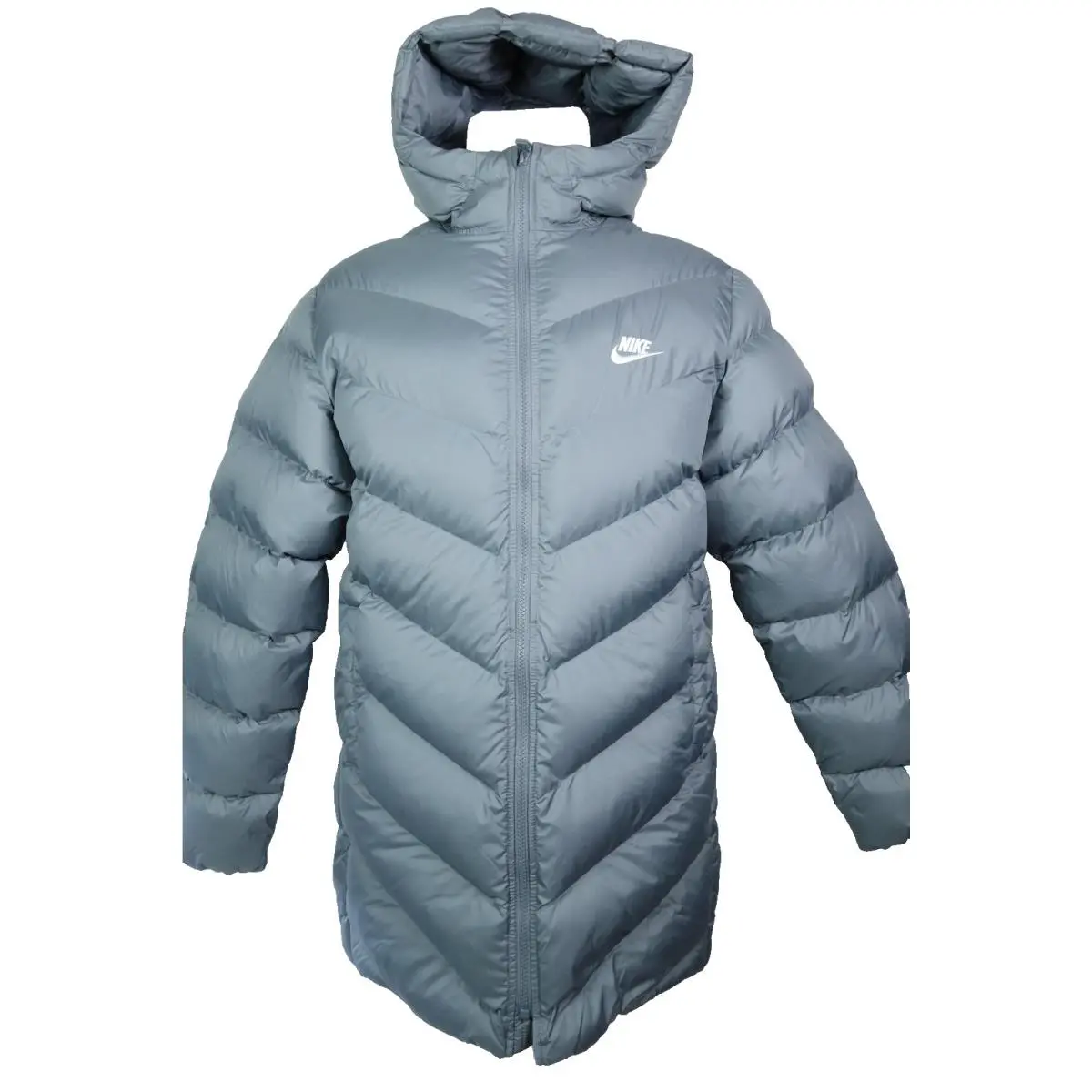 Nike Therma-fit Down Puffer Parka Jacket Kids XL Gray Hooded Coat HJ2722-084