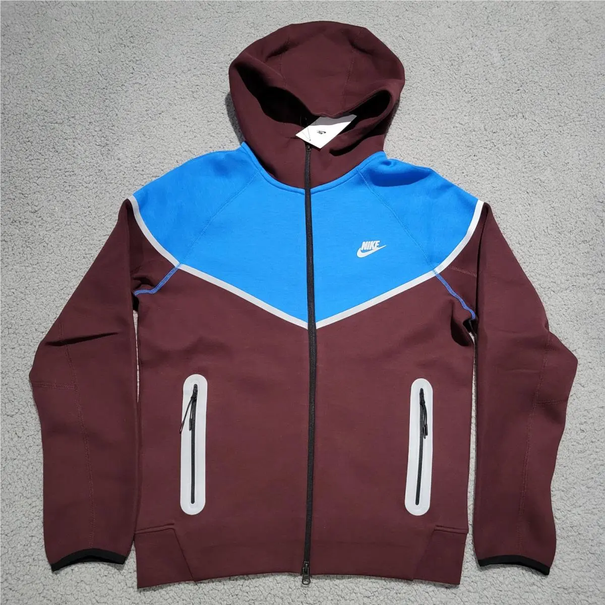 Nike Tech Fleece Windrunner Full-zip Jacket Sz Medium Burgundy Blue HQ3746-652