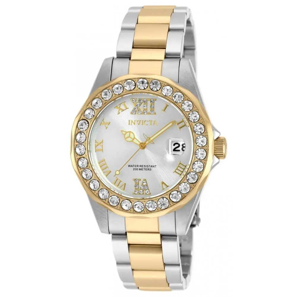 Women`s 20215 Pro Diver Quartz 3 Hand Silver Dial Watch by Invicta