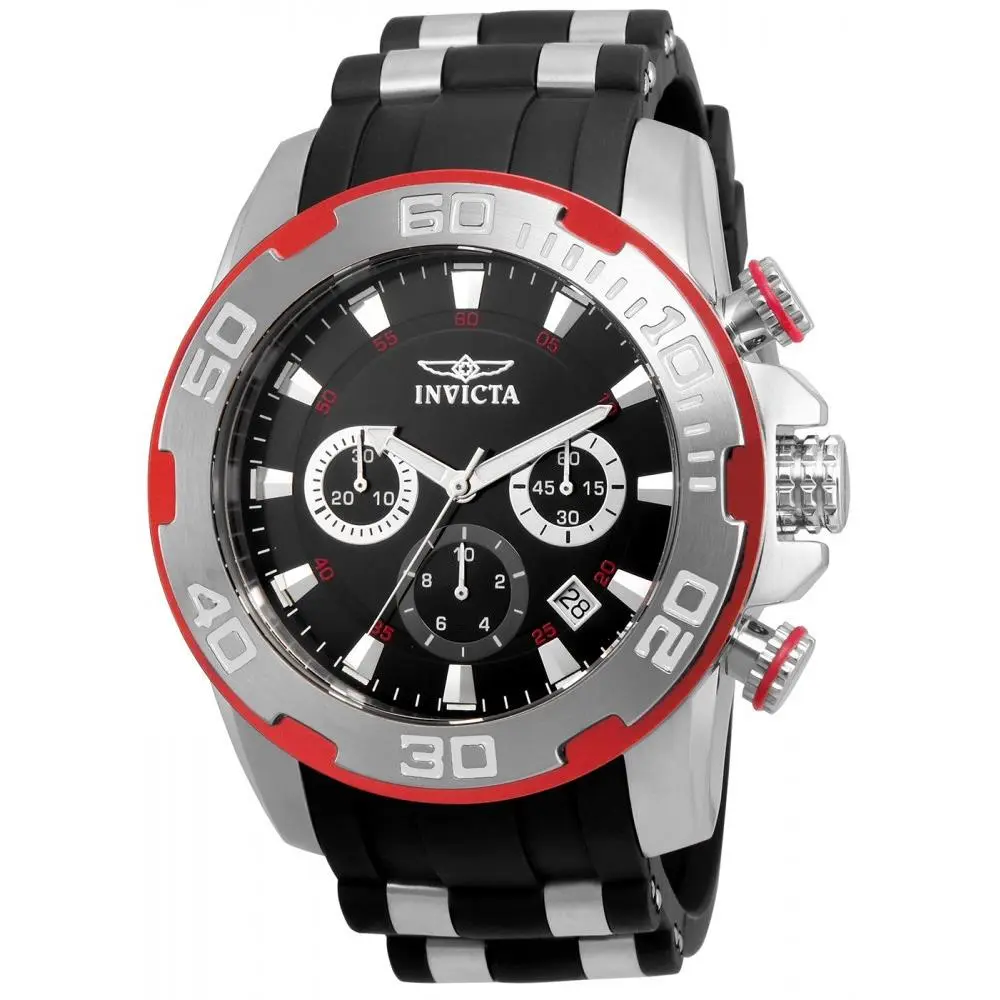 Men`s 22307 Pro Diver Quartz Chronograph Black Dial Watch by Invicta