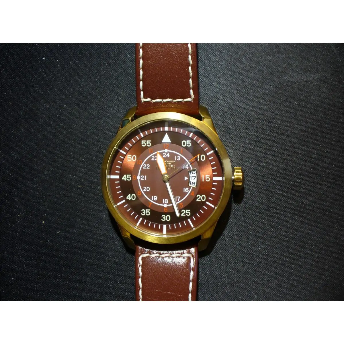Invicta Iforce Analog Gold Tone Brown Dial Quartz Calendar Watch