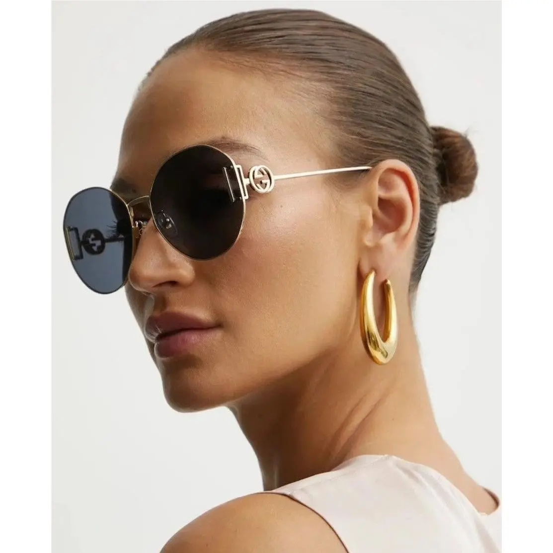 Gold Gray Round Women Sunglasses GG1206SA 002 by Gucci