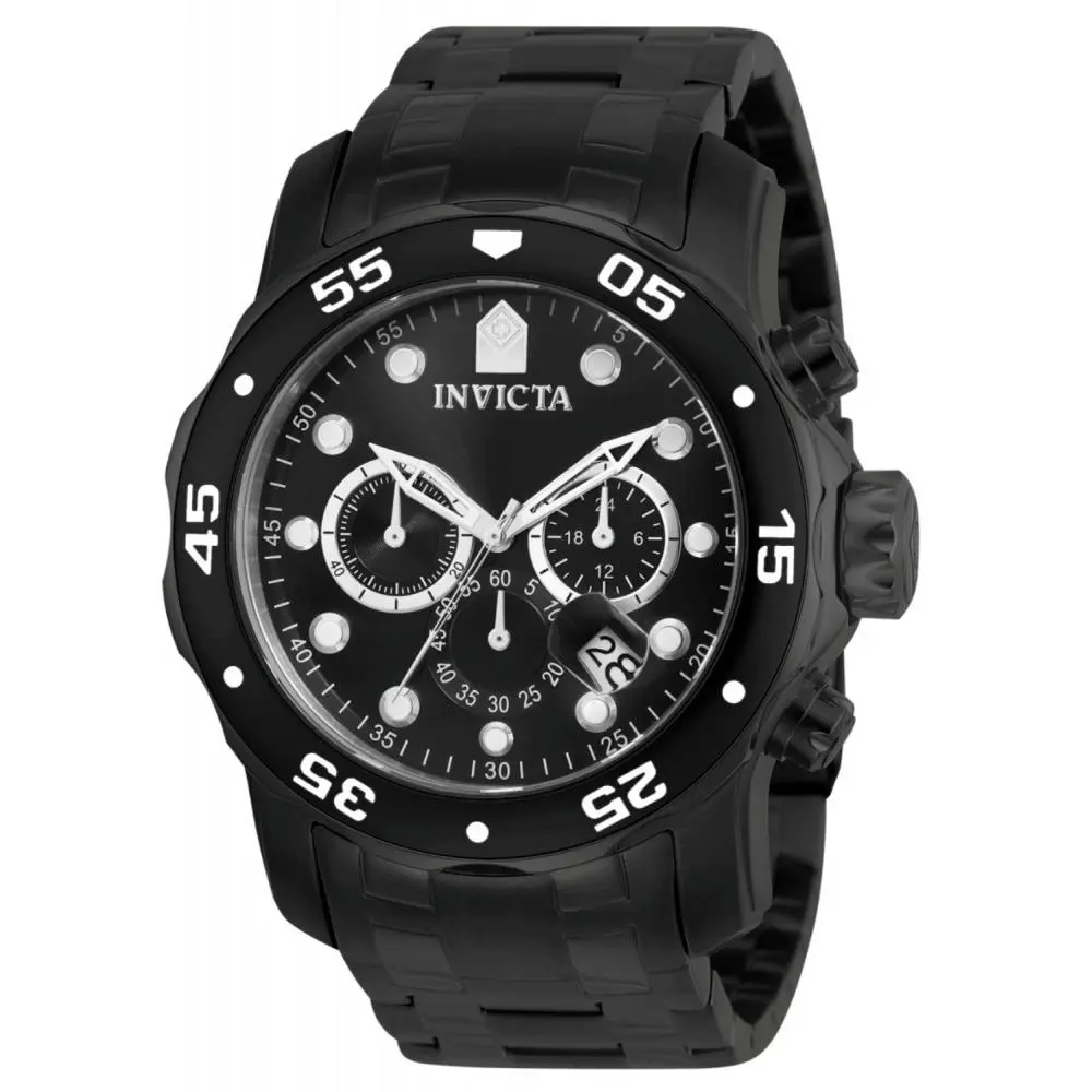 Invicta Men`s 0076 Pro Diver Quartz Chronograph Black Dial Watch