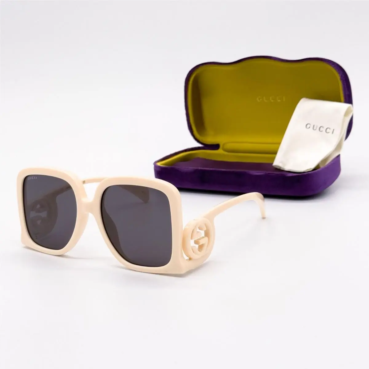GG1326S 009 Oversized Ivory Grey Women Sunglasses  by Gucci