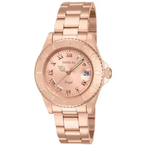 Invicta Women`s 14322 Angel Quartz 3 Hand Rose Gold Dial Watch