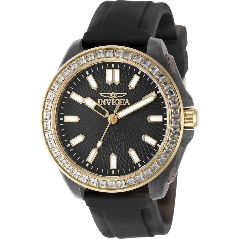 Women`s 50204 Celestial Quartz PC21 Black Dial Watch by Invicta
