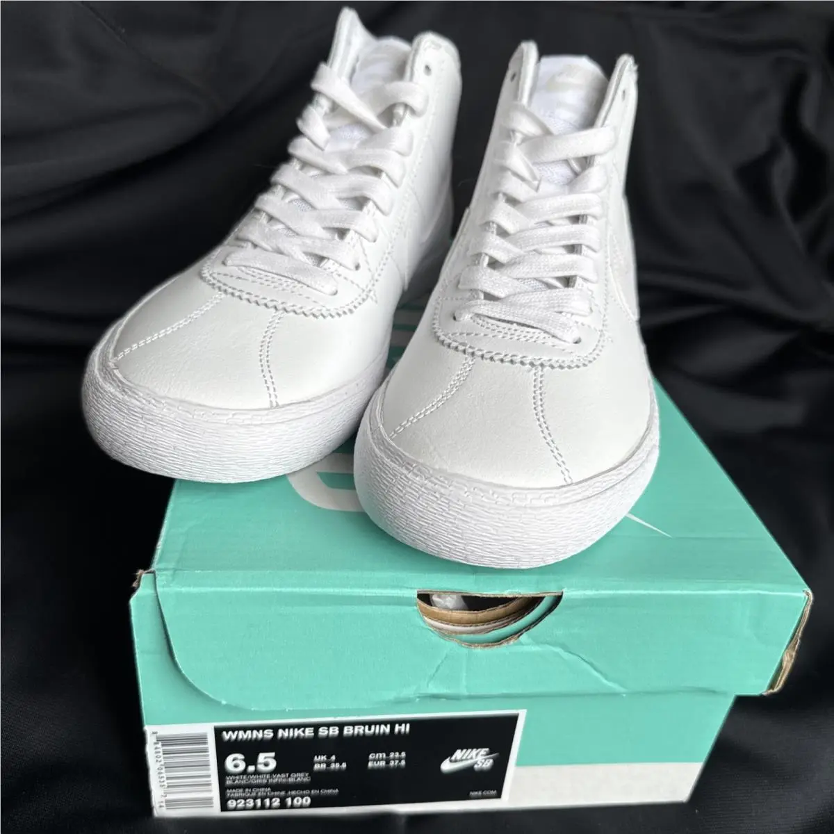 SB Bruin Hi White/white-vast Grey Womens 6.5 Shoes by Nike