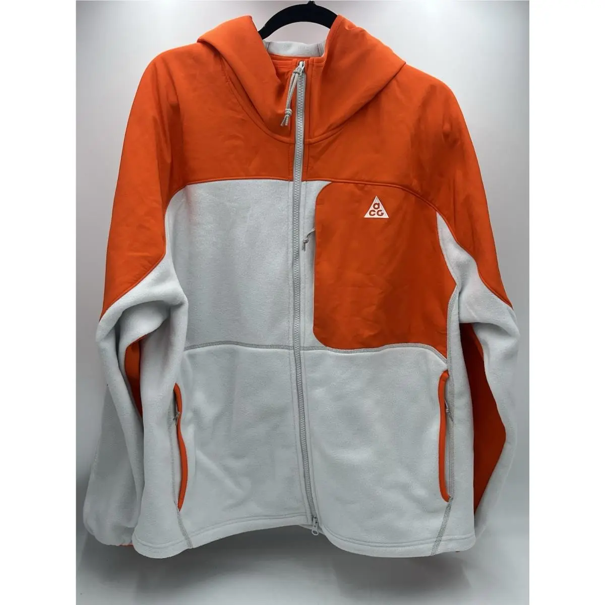 Nike Acg Wolf Tree Jacket Mens XL Orange Polartec Fleece Full Zip HJ2458-819